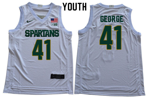 2019-20 Youth #41 Conner George Michigan State Spartans College Basketball Jerseys Sale-White